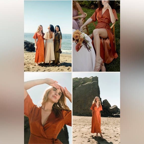 Whimsy + Row Lola Wrap Dress in Rust Size M - Picture 5 of 10